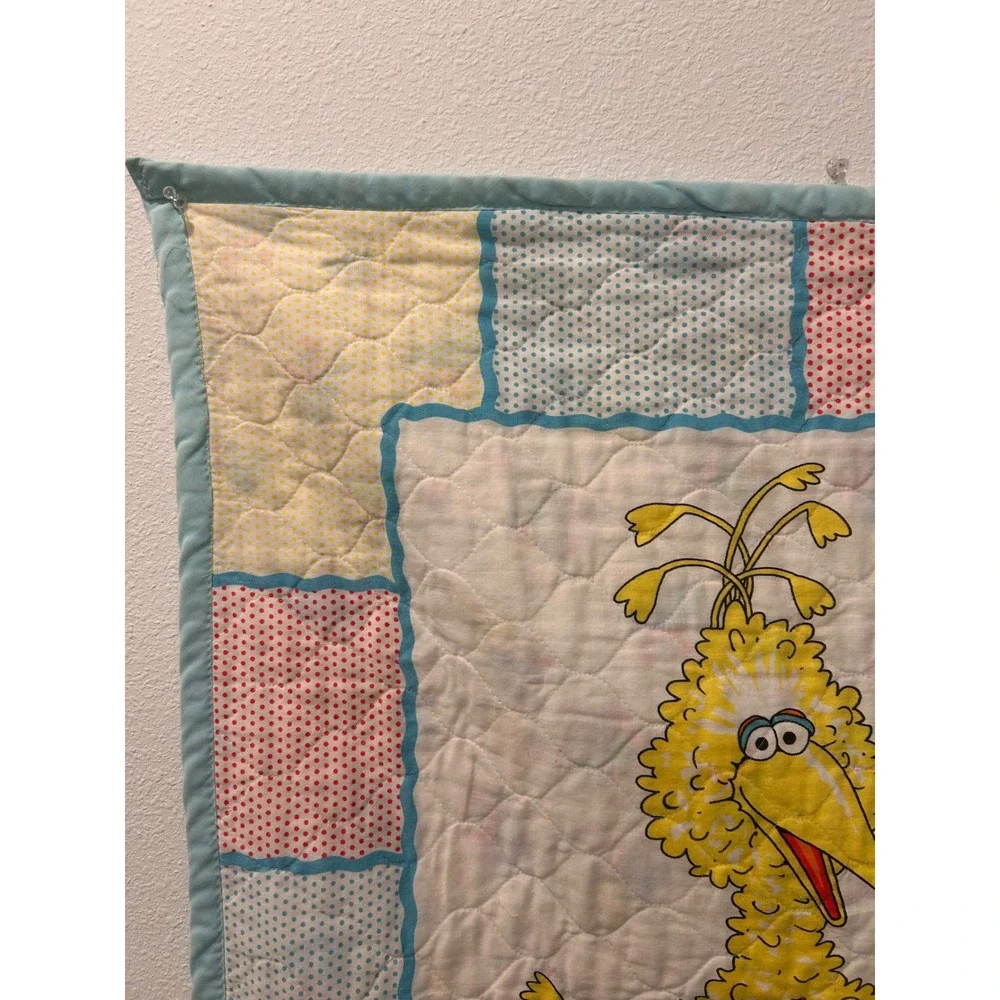Vintage Sesame Street ABC Baby Quilt Big Bird Cookie Monster Bert Ernie